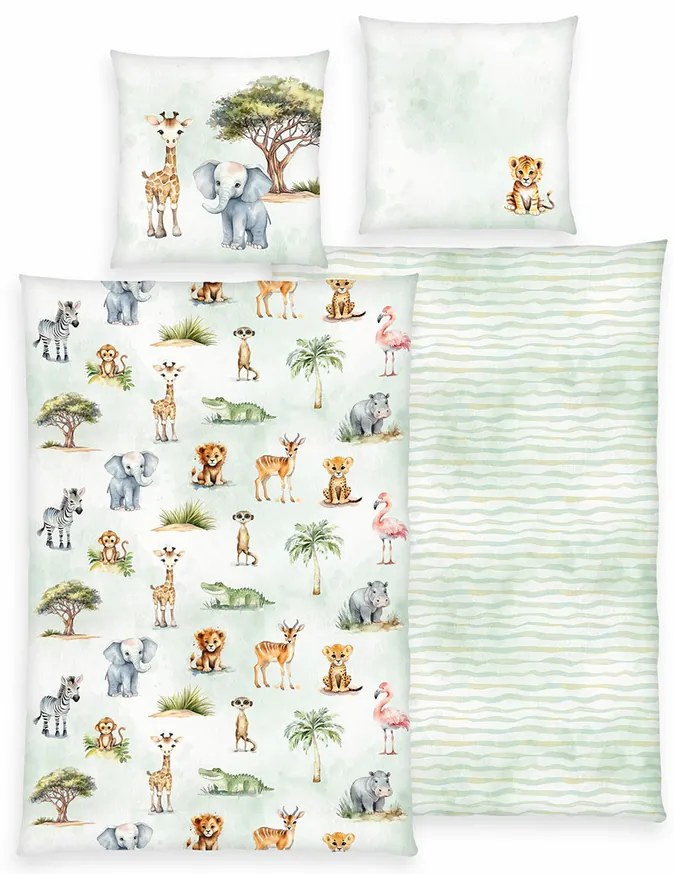 Herding Gyermek flanell ágynemű Safari, 135 x 200cm, 80 x 80 cm, 135 x 200 cm, 80 x 80 cm