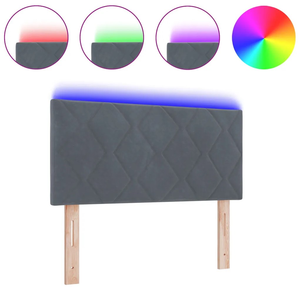 LED ágytámla Sötétszürke 100 cm Műbőr