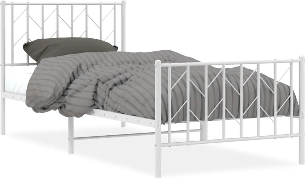 vidaXL fehér fém ágykeret fej- és lábtámlával 90 x 200 cm