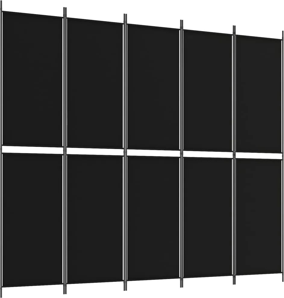 vidaXL 5 paneles fekete szövet térelválasztó 250x220 cm