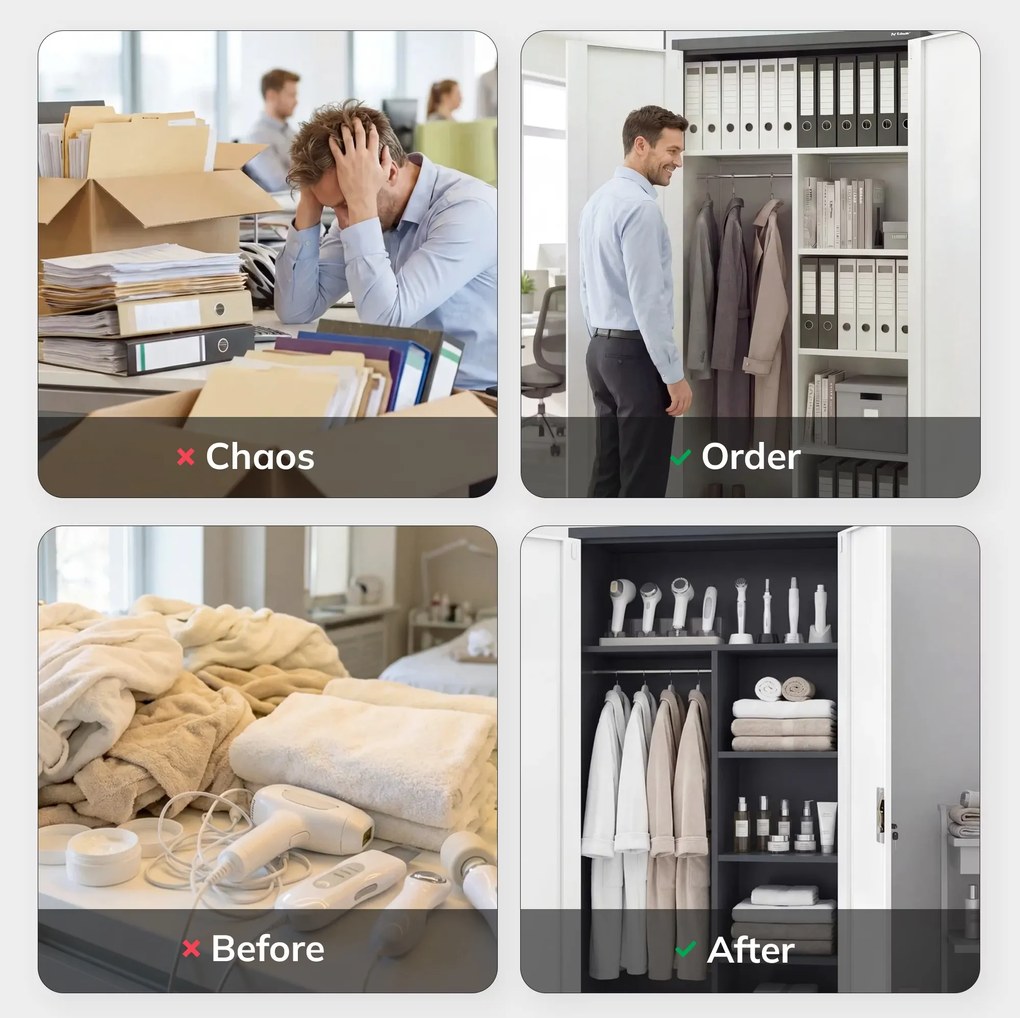 Zárható takarítószekrény antracit-fehér DAWID 900 x 1850 x 450 mm