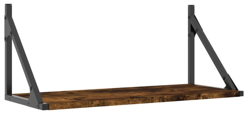 2 db füstös tölgy színű szerelt fa fali polc 60 x 25 x 25,5 cm