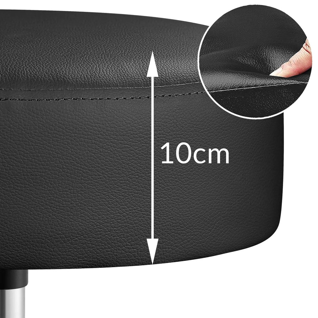 Casaria® Gurulós puff 50x51-65 cm - fekete