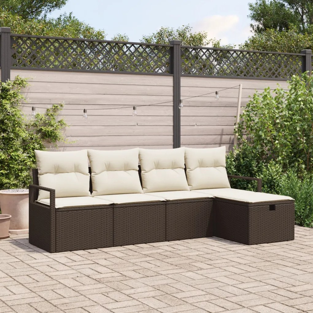 Kerti Kanapé Szett 5 pcs Barna és krémszínű 230 x 117 x 85 cm