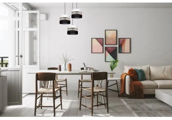 Csillár zsinóron CORAL 3xE27/60W/230V fekete-fehér