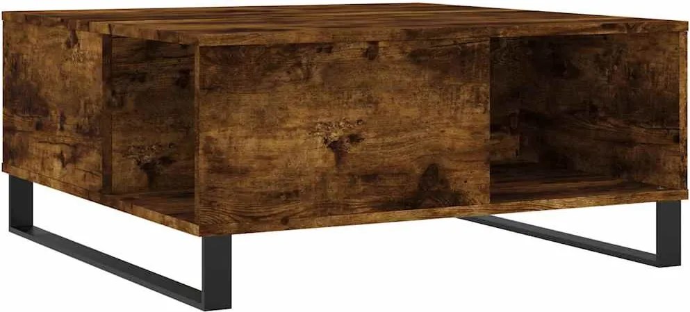 vidaXL füstös tölgy színű fatermék dohányzóasztal 80x80x36,5 cm