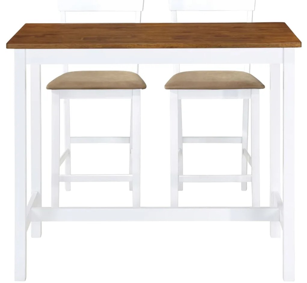 vidaXL 3-részes barna-fehér tömör fa bárasztal és szék garnitúra