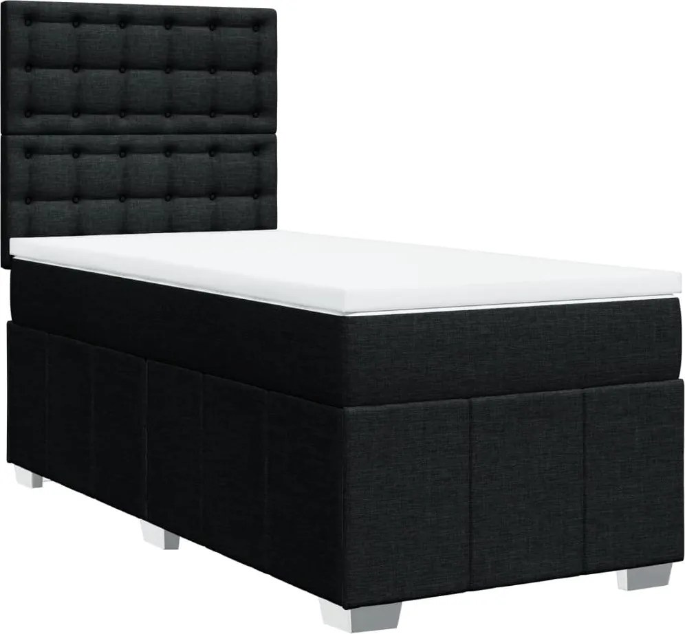 vidaXL fekete szövet rugós ágy matraccal 80 x 200 cm
