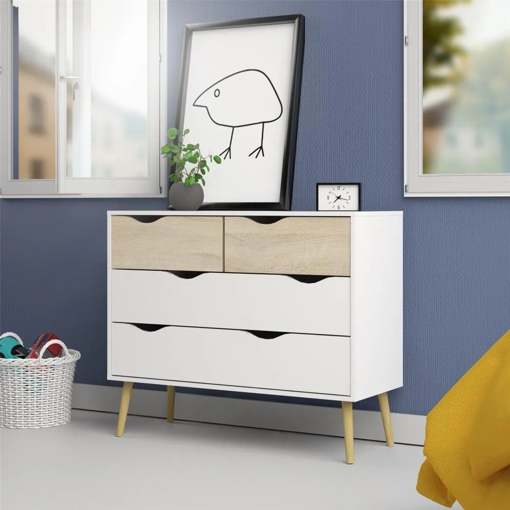 Fehér komód OSLO 75395 4 fiókkal