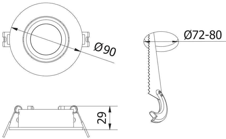 Lámpa Mennyezeti lámpatest LINTO, IP20, Ø90x29mm, kör, fehér