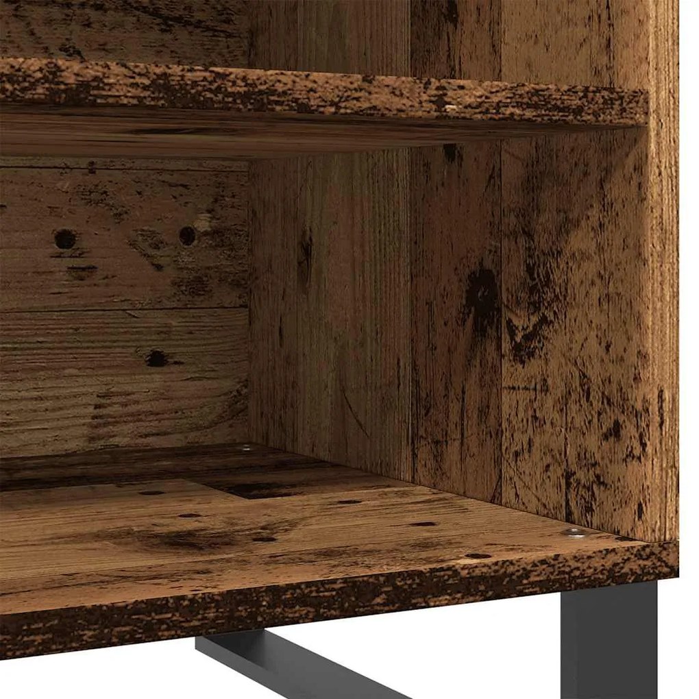 antik fa színű szerelt fa hanglemezszekrény 84,5x38x48 cm