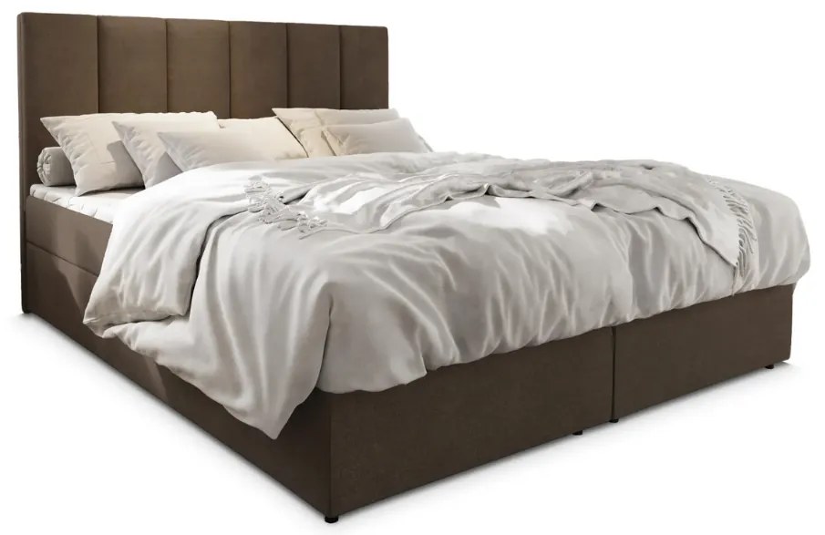 Kárpitozott boxspring ágy MERALIS 160x200 cm barna Matrac: Bonell rugós matrac