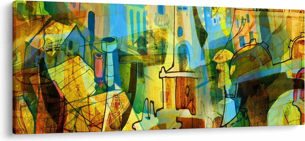Kép - Építészet, kubista absztrakció (120x50 cm)