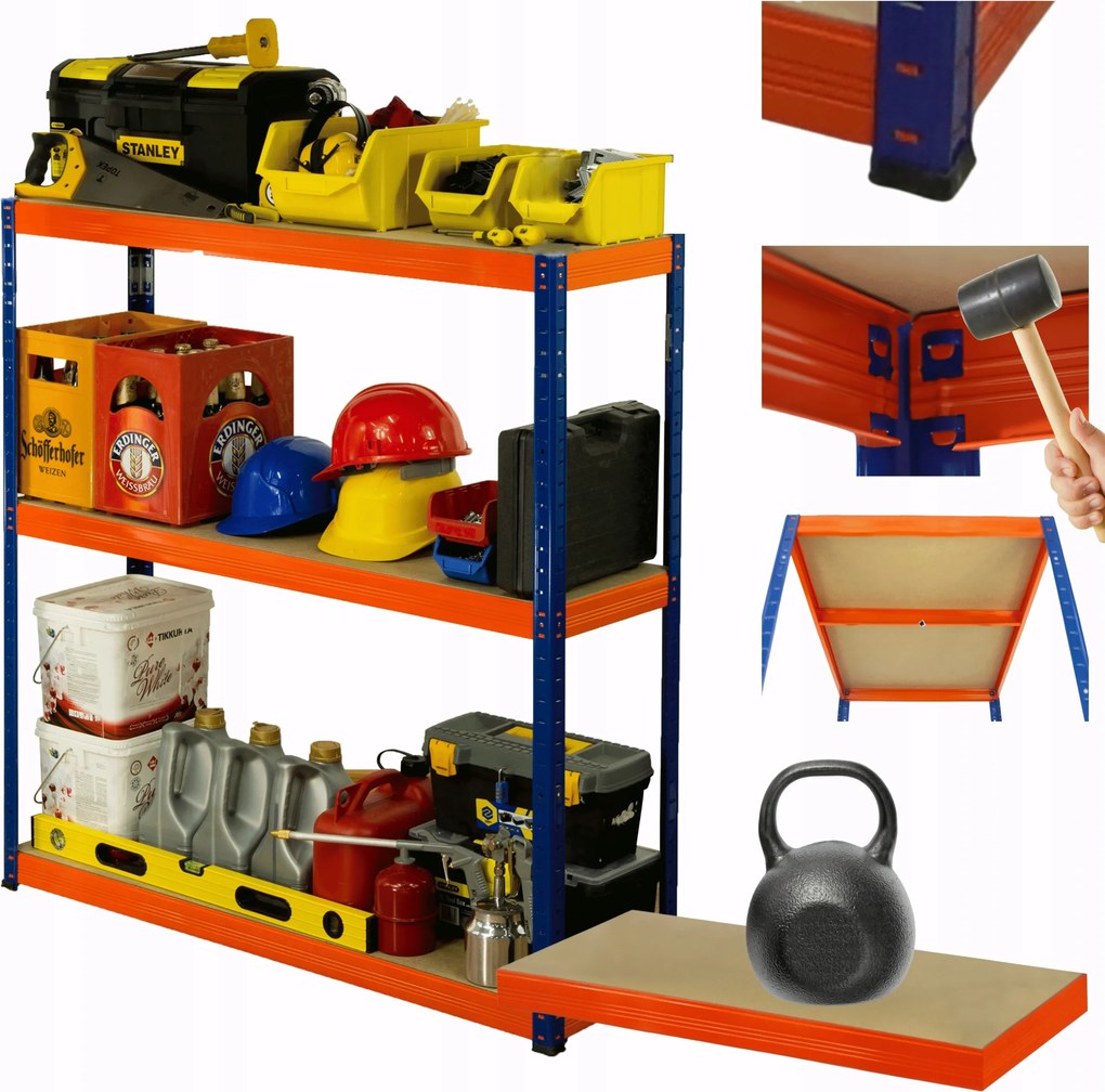 Fém tároló állvány műhely állvány Helios 90x100x30cm 3Px175kg