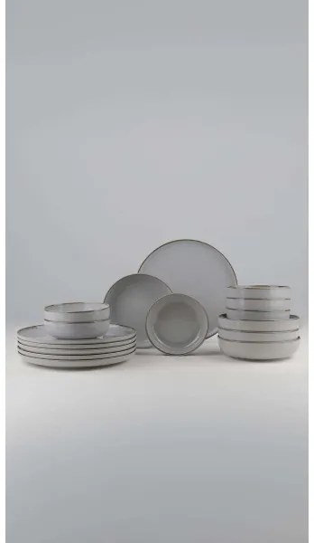 18 darabos szürke porcelán étkészlet