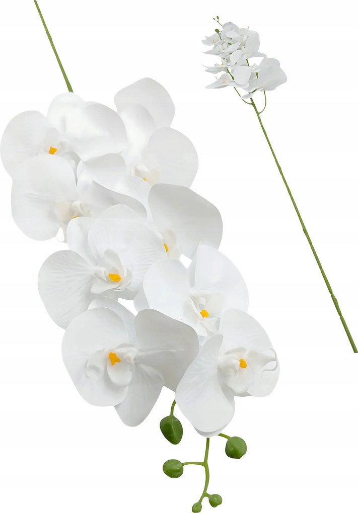 Orchidea Mesterséges Mint Élő 100cm Fehér Nagy Ág Dekoráció Kompozíció