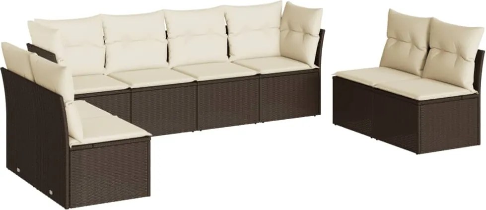 vidaXL 8 részes barna polyrattan kerti ülőgarnitúra párnákkal