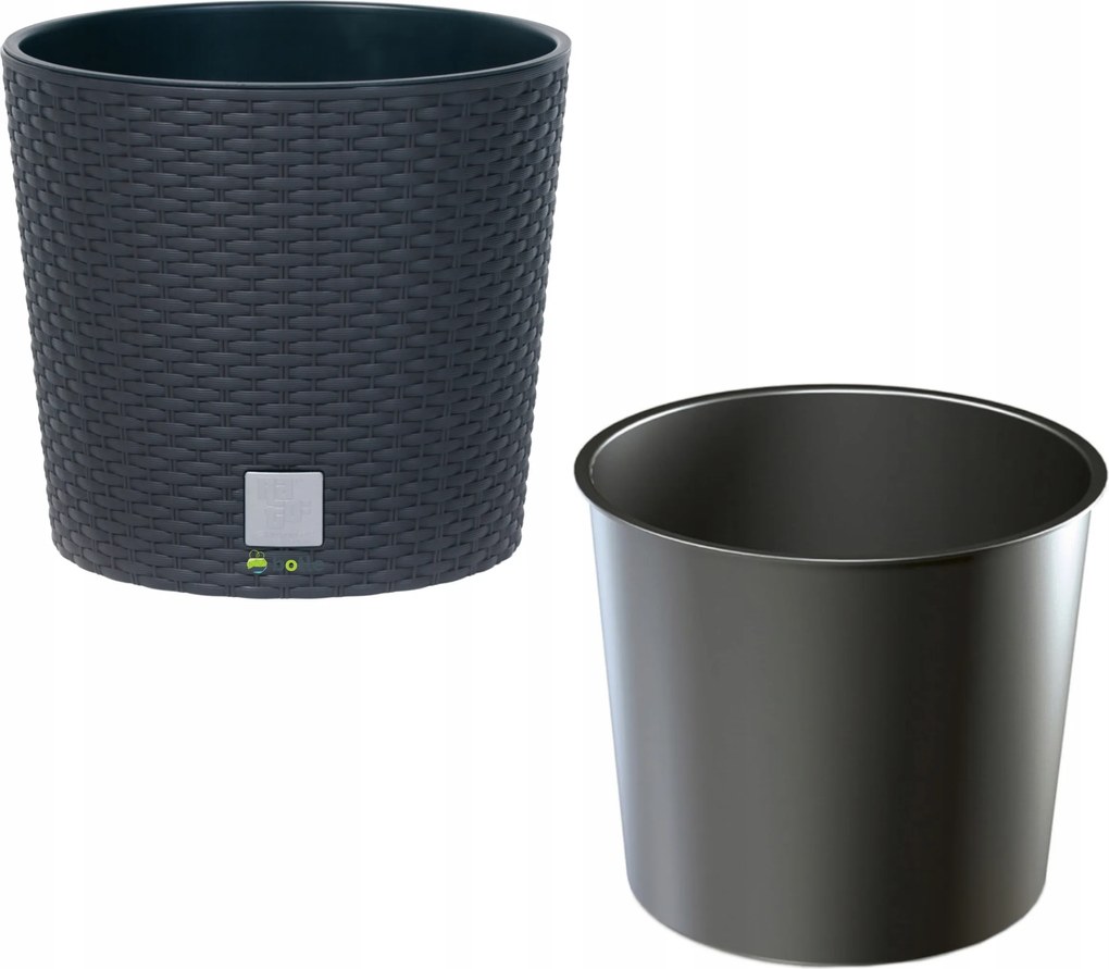 Kerek rattan kaspó 20x20x19cm antracit