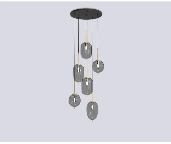 Wofi 5007-502 - Csillár zsinóron BELLEVILLE 6xE14/40W/230V fekete/arany