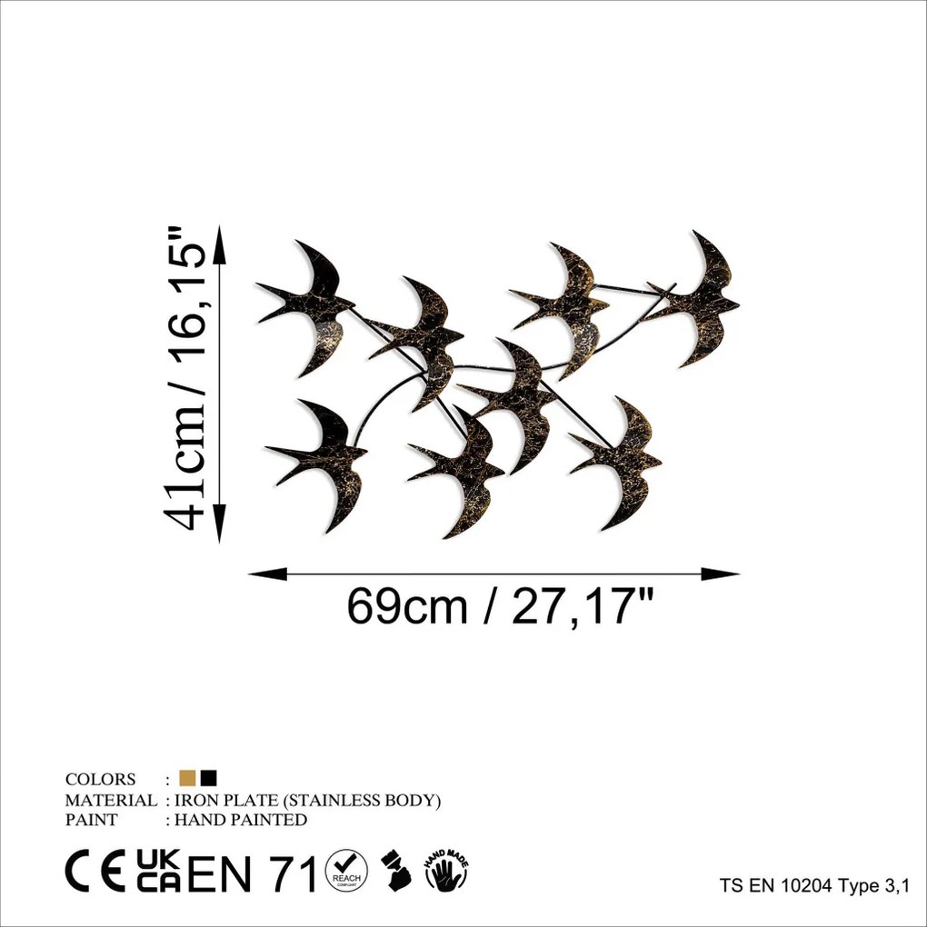 Flying fém fali dekoráció, 69×41 cm – TR891TNL3288