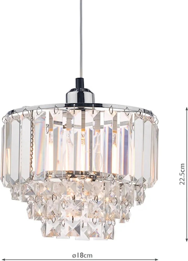 LAURA ASHLEY 3727732-Q VIENNA Kristály Függesztett Lámpa Fehér, Csiszolt Króm E27 IP20