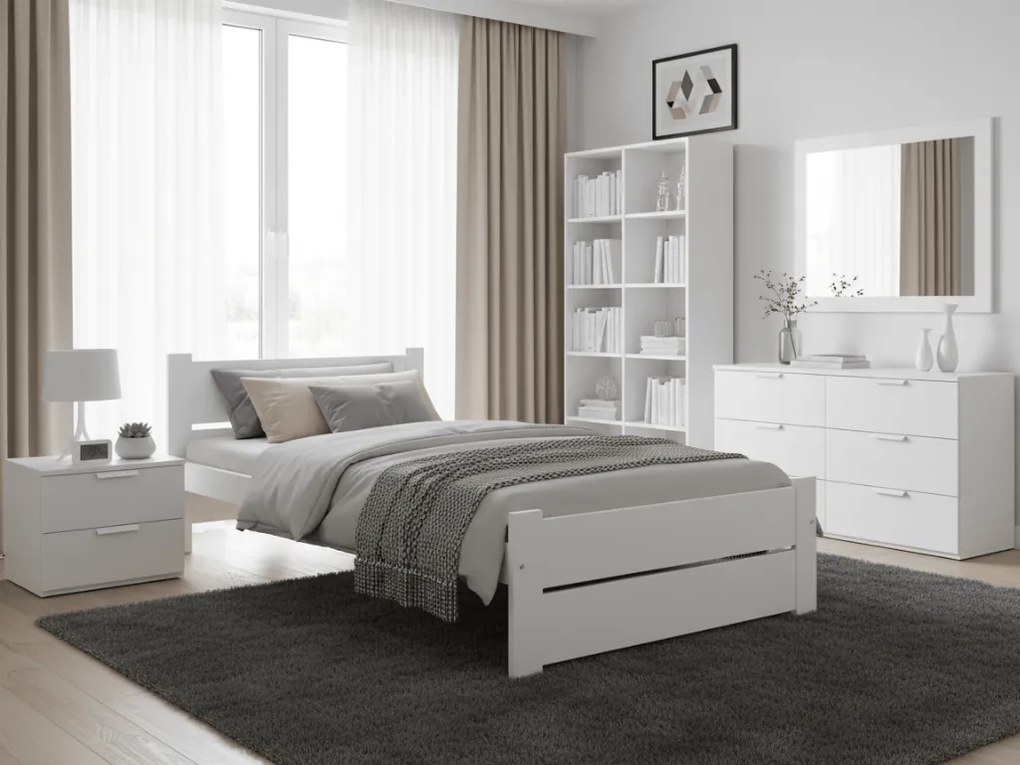 Ágy IKAROS DOUBLE 90 x 200 cm, fehér Matrac: Coco Maxi matrac 20 cm, Ágyrács: Ágyrács nélkül