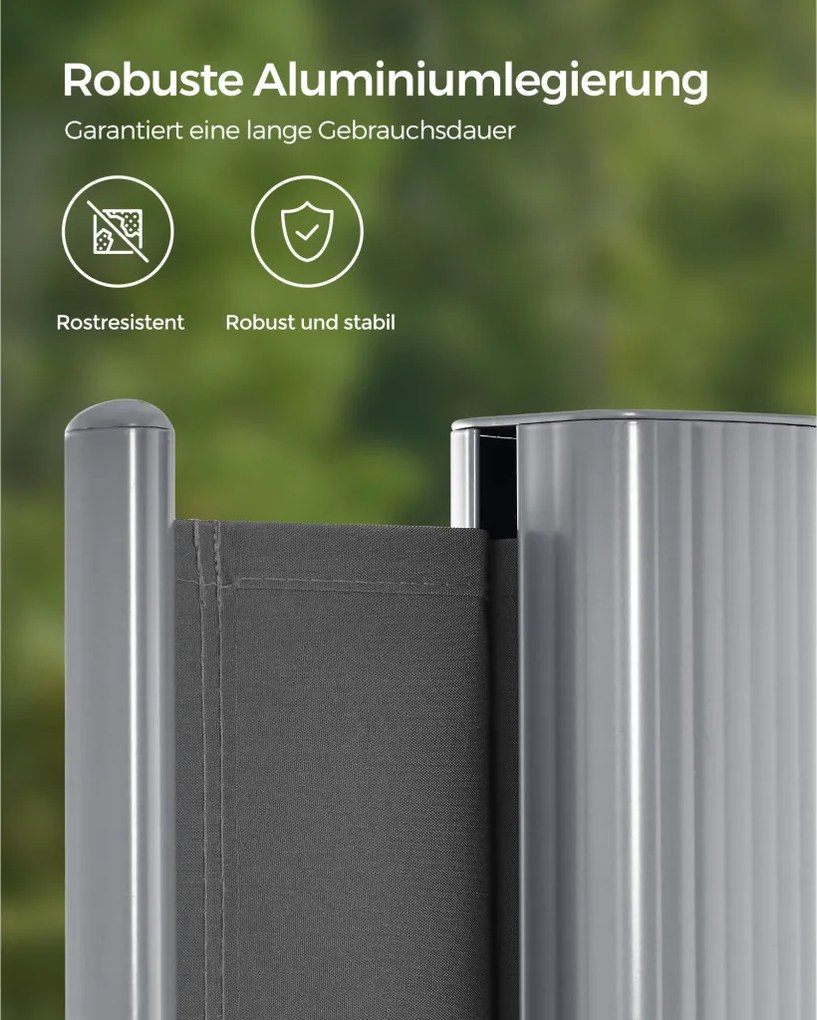 Oldalsó terasznapellenző, belátásgátló, szürke, 280 g/m² 200 x 350 cm