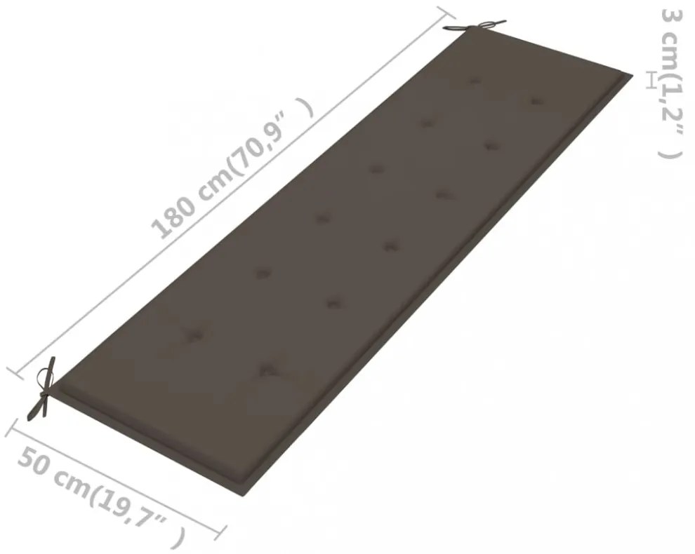 tópszínű oxford szövet kerti padpárna 180x50x4 cm