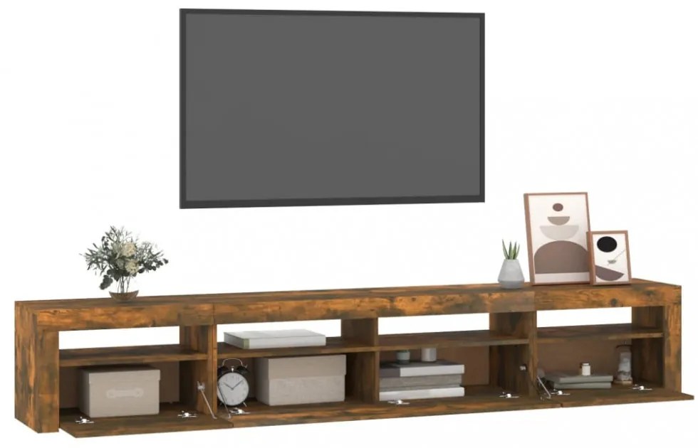 füstös tölgy színű TV-szekrény LED-lámpákkal 240x35x40 cm