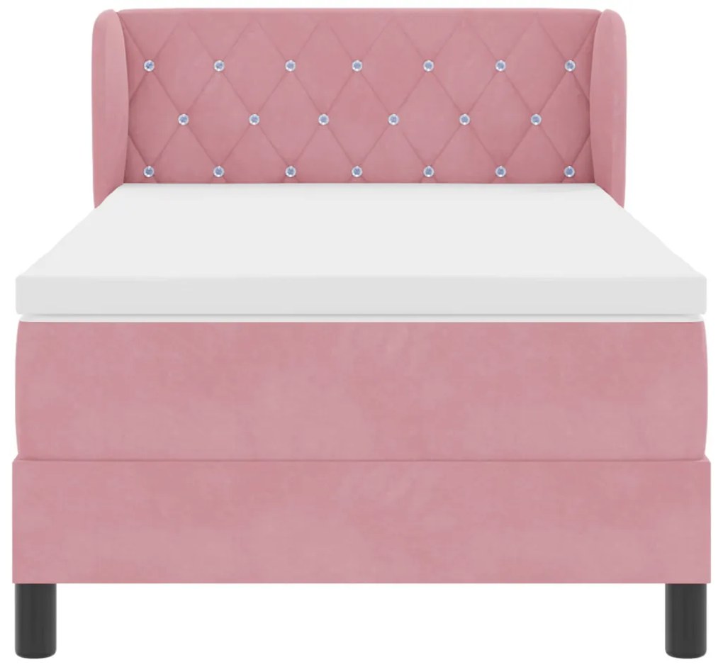Boxspring Ágy Matrac Stílusban Rózsaszín 90x190 cm Bársony