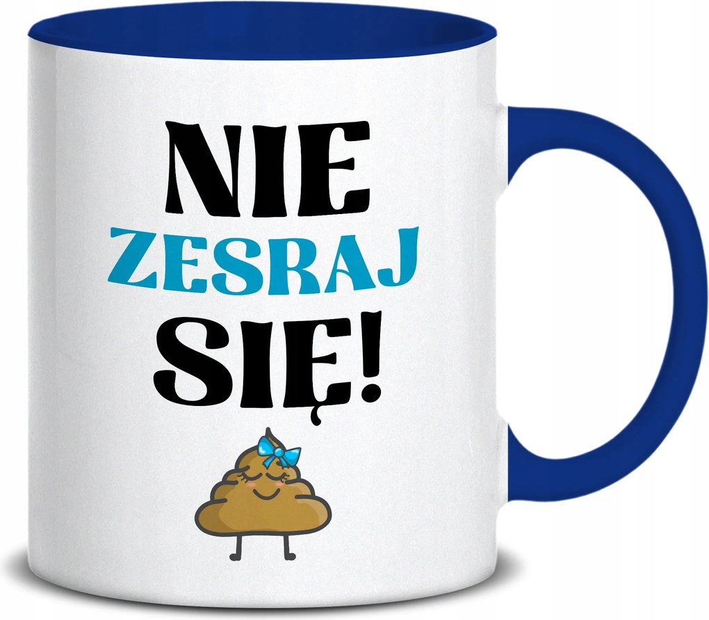 Fehér Bögre 330ml Sötétkék Középső Karácsonyi Ajándék Ne Szakadj Össze! Minták