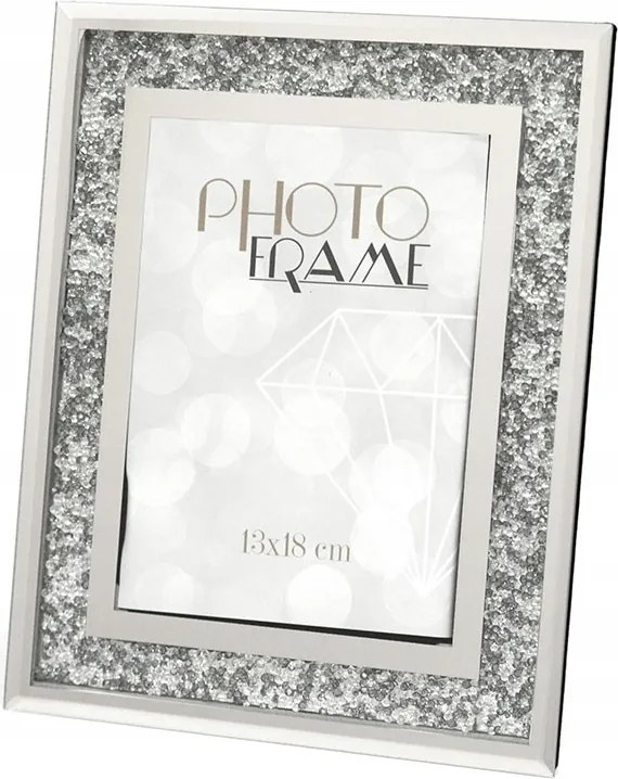 Tükörkeret Kövekkel 1 Képhez 13x18cm Ezüst Glamour