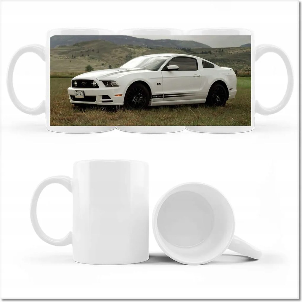 Fotó bögre fehér Ford Mustang