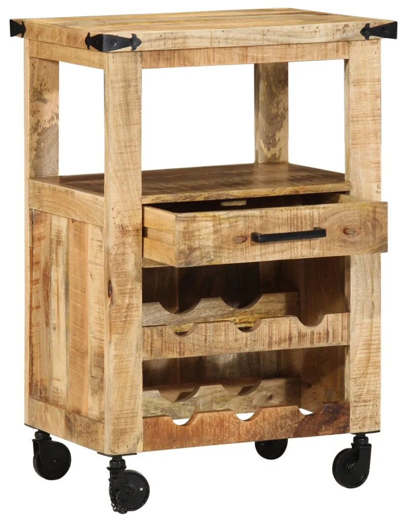 Konyhai Kocsi 55x40x80 cm Tömör Durva Fa Mangó