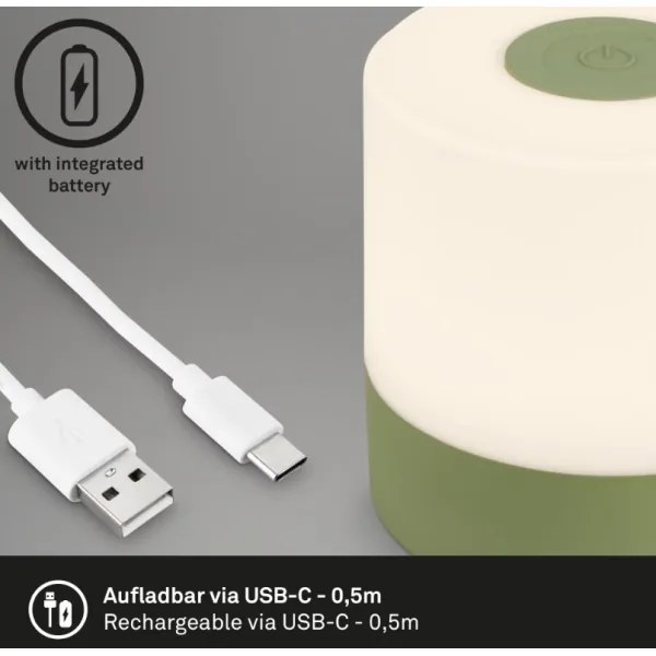 Briloner 7461019 - LED Dimmelhető Asztali lámpa tölthető LED/2W/5V IP44 zöld