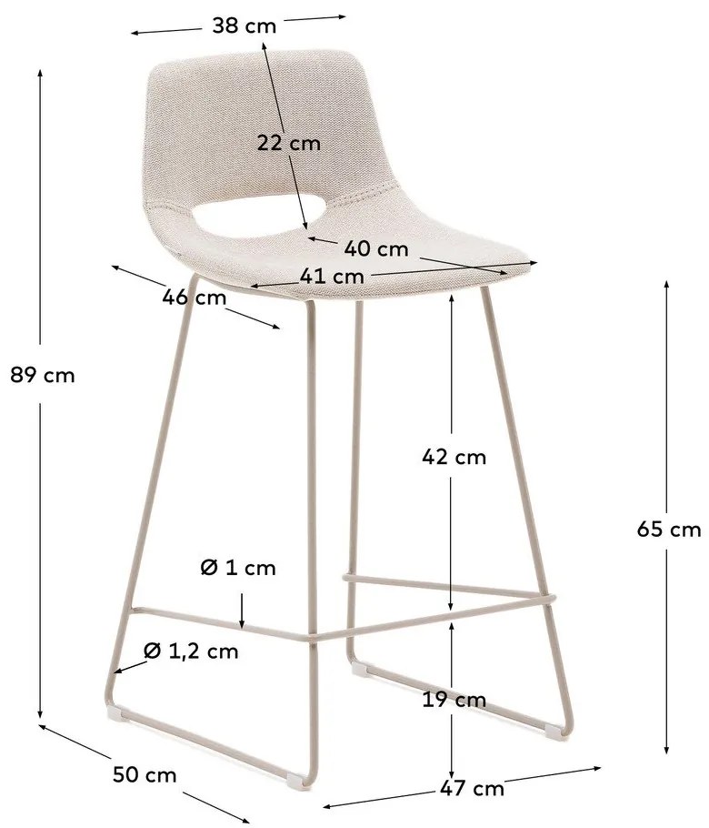 Bézs bárszék (ülésmagasság 65 cm) Zahara – Kave Home
