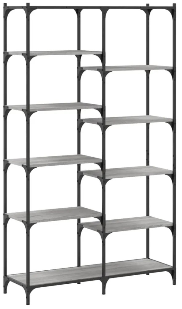 szürke sonoma szerelt fa és vas könyvespolc 100 x 32 x 170 cm