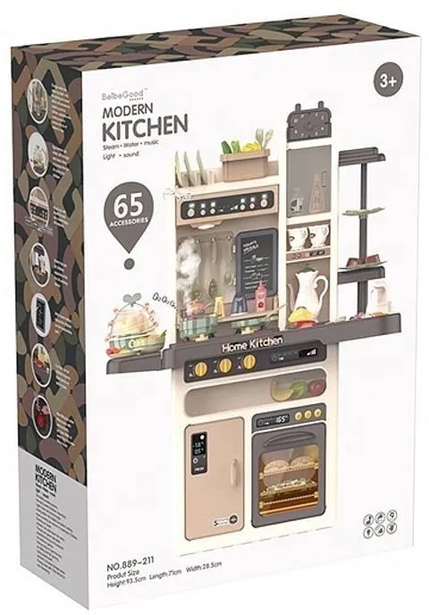 PROCART Gyerekkonyha, 65 db, hideg gőz, fények, hangeffektek, vízkör, zenepanel, 93,5x71x28,5 cm