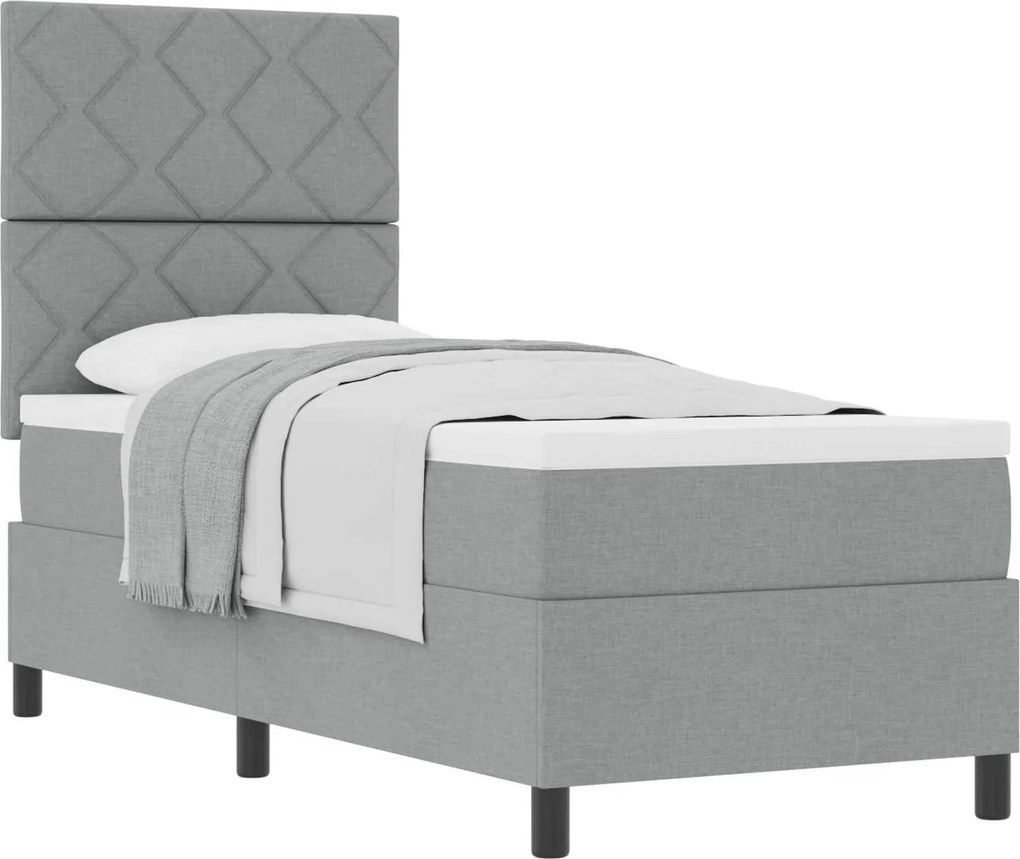 vidaXL Boxrugós ágy matracmal Világosszürke 80 x 200 cm szövet