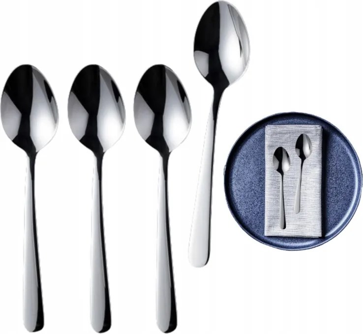 4db Teáskanál Desszert Evőeszköz Kávé Tea Teáskanál Prémium Fényes