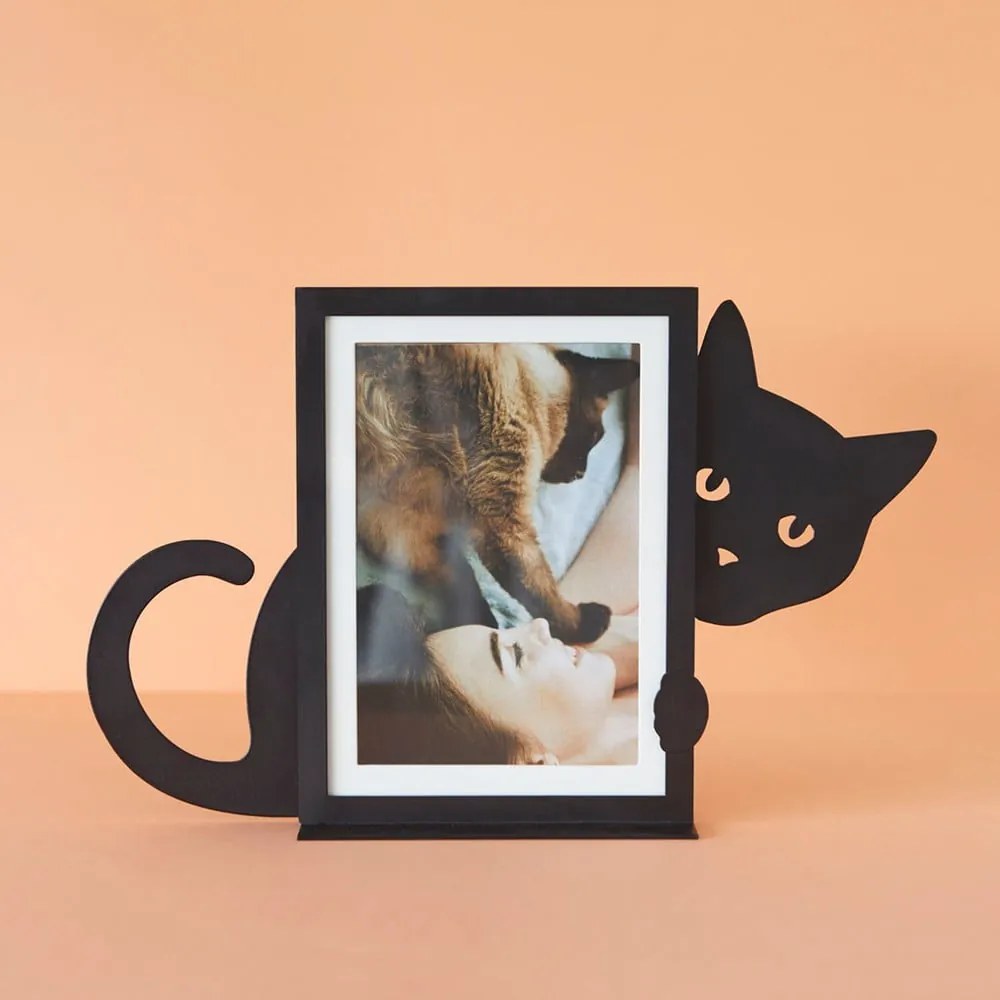 Fekete fém álló képkeret 31x19,5 cm Hidden Cat – Balvi