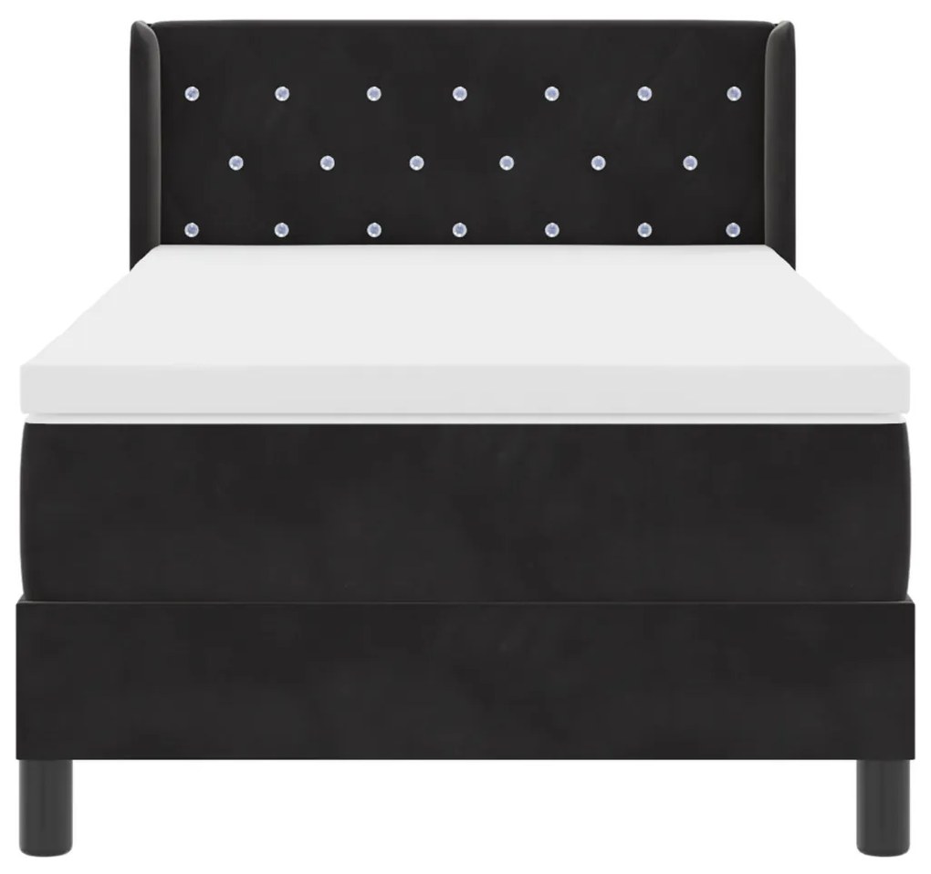 Box Spring Ágy Matraccal Fekete 90x200 cm Bársony