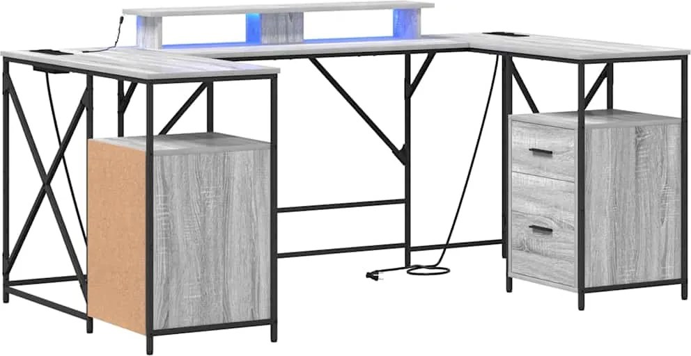 vidaXL Asztal fiókkal Szürke Sonoma 182 x 101 x 87,5 cm Faanyag