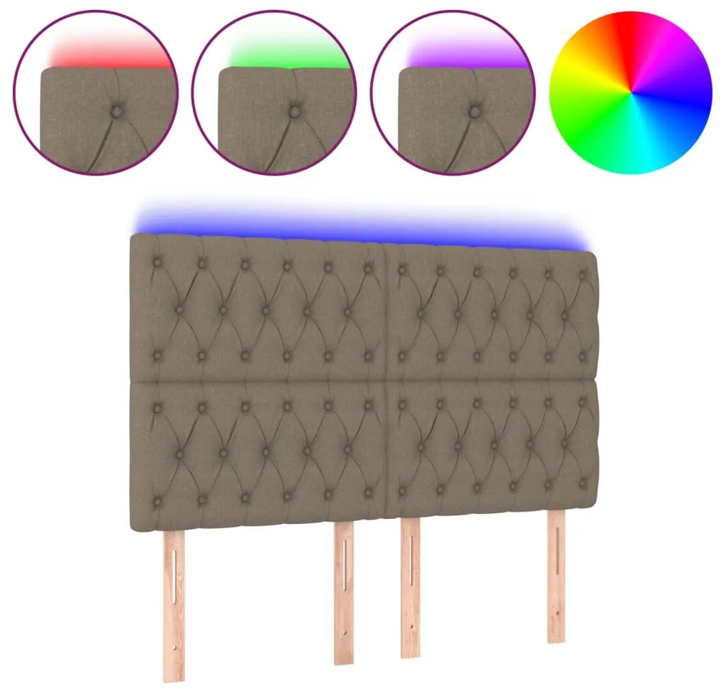 tópszínű szövet LED-es fejtámla 160x7x118/128 cm