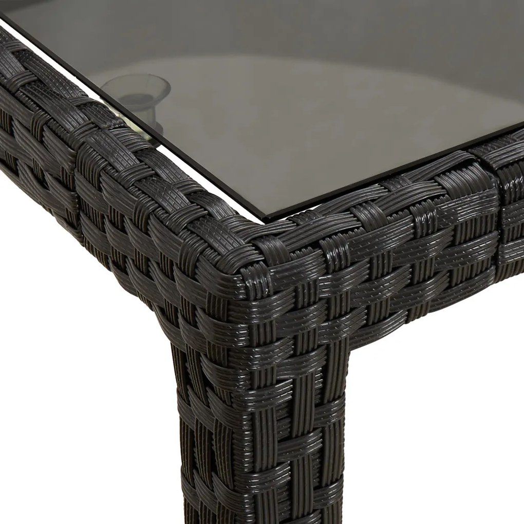 Kerti Étkezőasztal Fekete 190x90x75 cm Polirattan