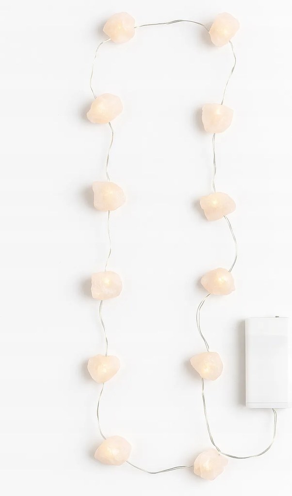 LED-es lámpák természetes rózsaszín kvarc dekoratív boho girland 2 méter