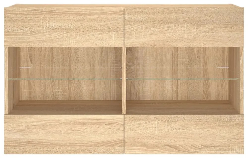 sonoma tölgy színű fali TV-szekrény LED-del 98,5x30x60,5 cm
