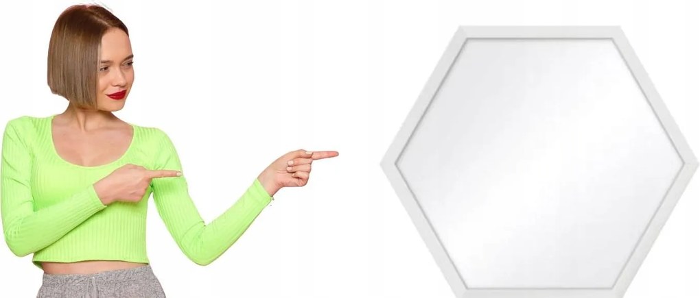 Tükör 35 x 40 cm Hexagon fehér keretben