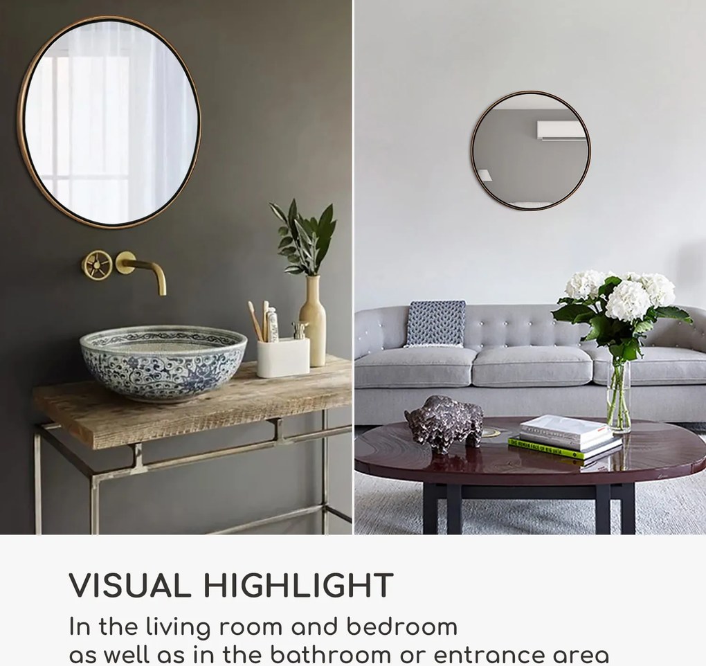 Casa Chic Fournier Fali tükör fém kerettel kerek 58.8 x 58.8 cm