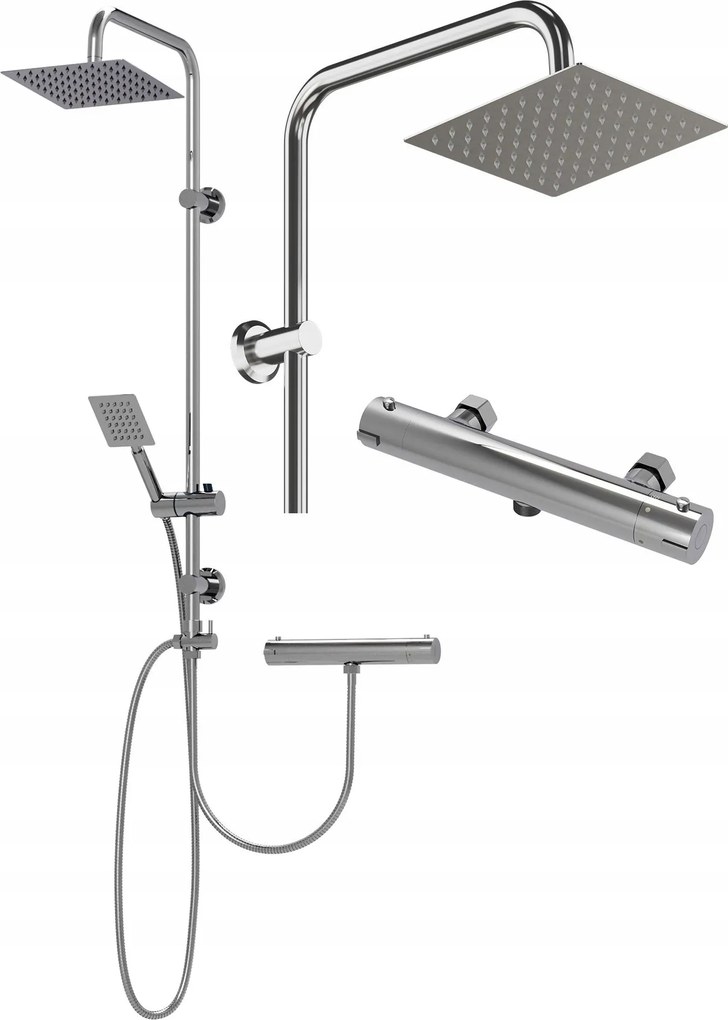 Zuhany Szett Esőztető Csaptelep Termosztát Fürdőszoba Ripon Króm